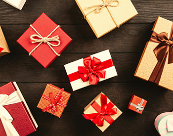 image of of gift boxes with red bows