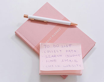 image of a pink daily planner